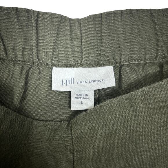 J.Jill Linen Stretch Cropped Capris Elastic Waist Pants Women's L Olive Green - Picture 4 of 6